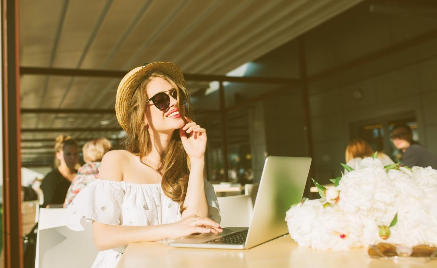 Professional workspace showing SEO audit process